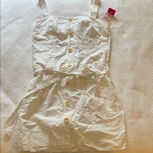 Brand New with Tag BCBGirls White Button-Down Dress, fully lined, 100% cotton
